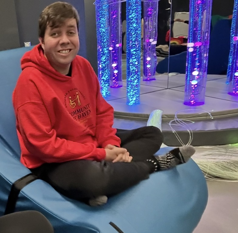 Participant enjoying the sensory room